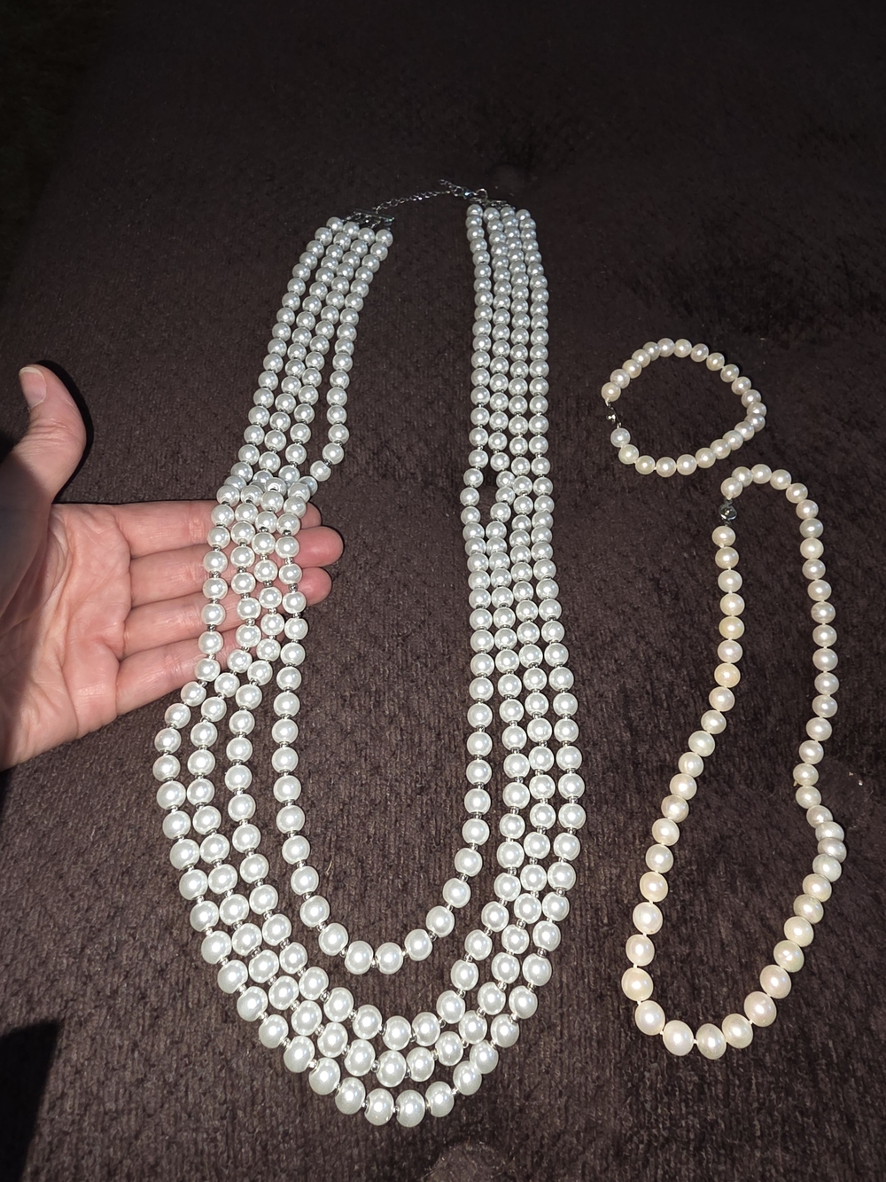 Classic White Multi-Strand Pearl Necklace Set